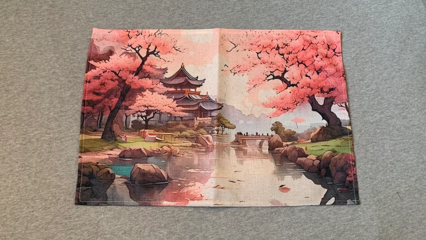 Cherry Blossom Landscape Table Placemat Set (4) 🏈