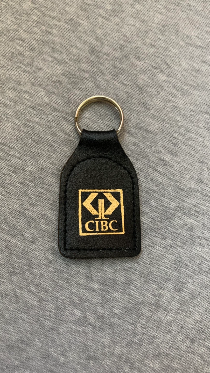 Vintage CIBC Black Leather Keychain 🏈