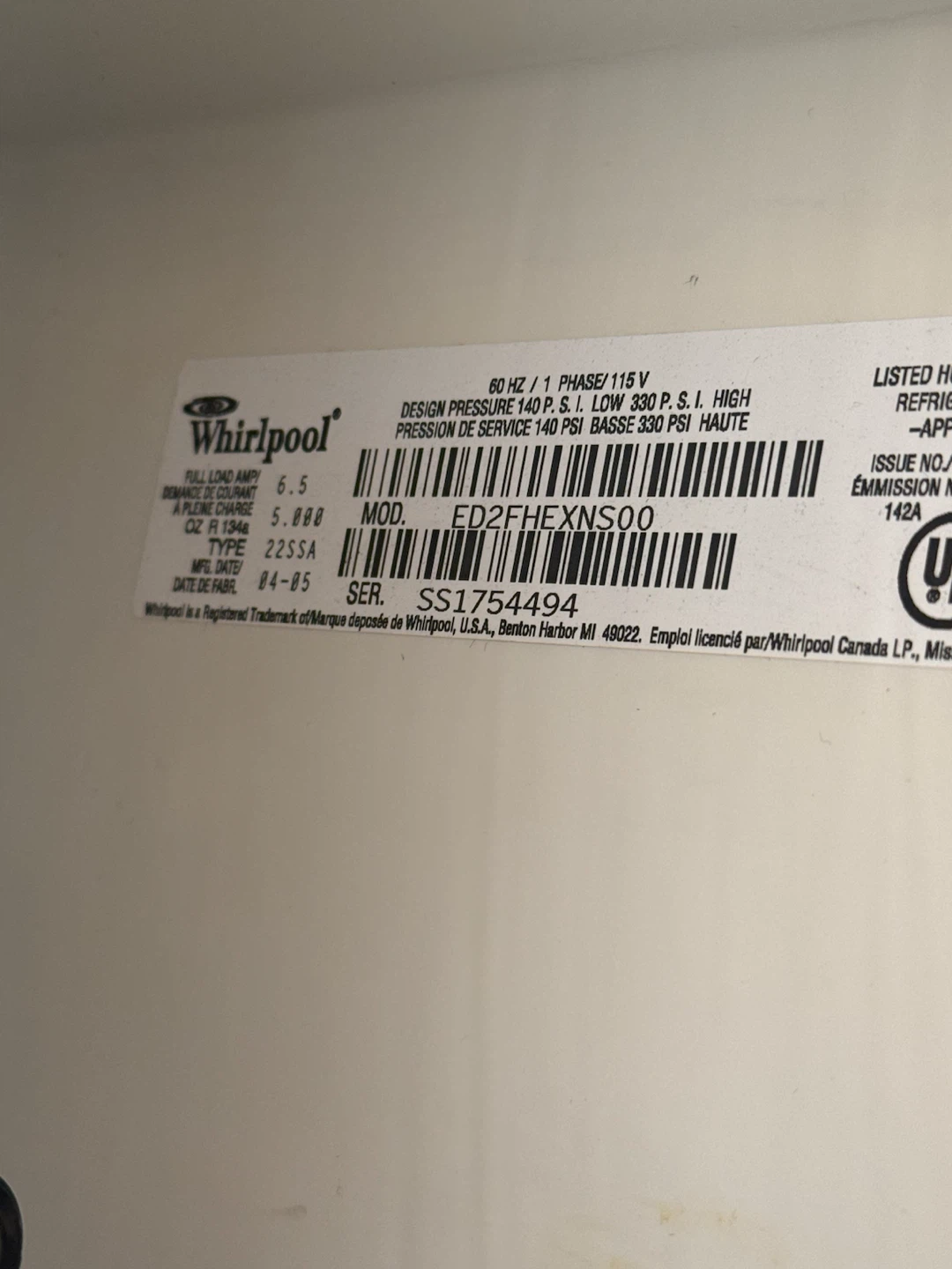 Whirlpool Side-by-Side Refrigerator ED2FHEXNS00 - photo 2