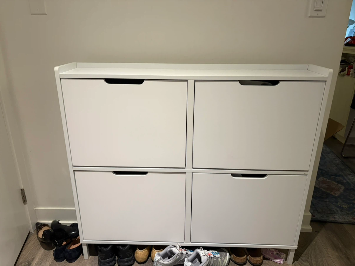 White 4-Compartment Shoe Cabinet