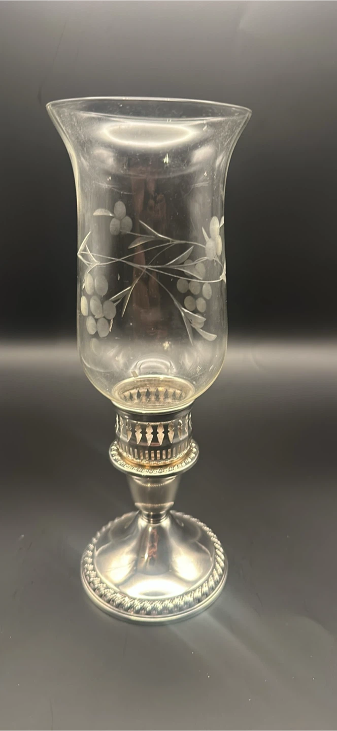Etched Glass Hurricane Candle Holders