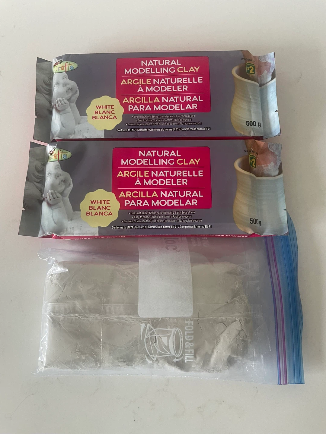 🏈2 New and 1 Opened White Modelling Clay