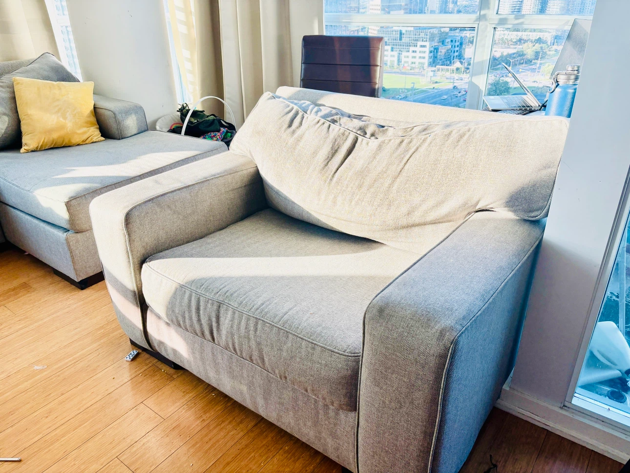 Light Grey Sectional Sofa with Chaise - photo 2