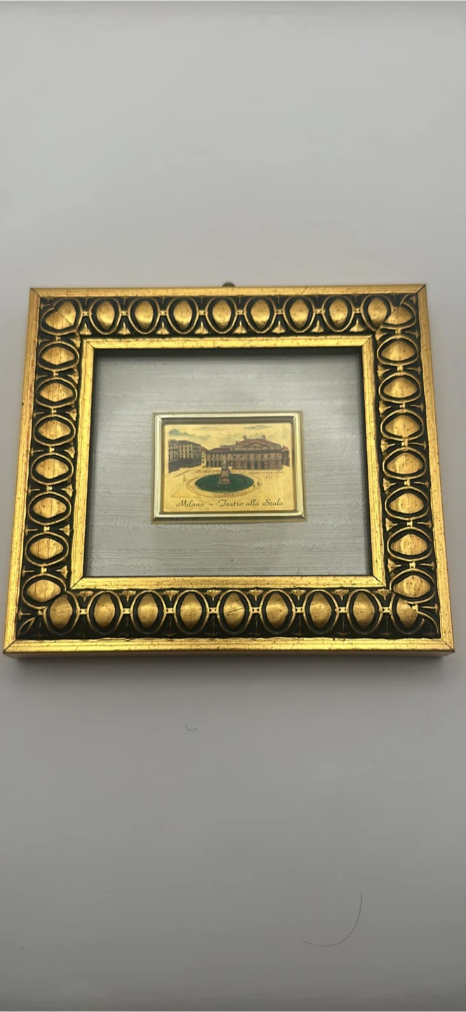 VTG Miniature Framed Art  Teatro alla Scala 23kt Gold Leaf W/COG