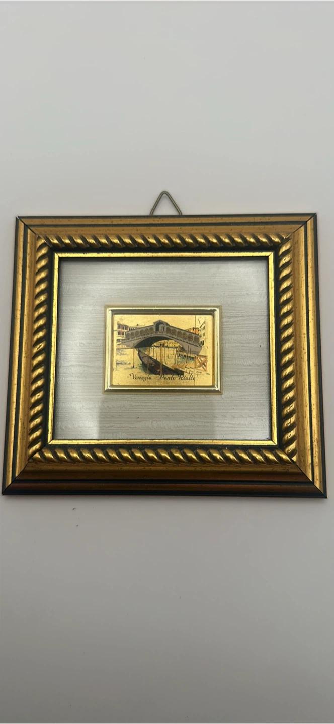 Vtg Miniature “Venezia - Ponte Rialto” 23kt Gold Leaf W/COG