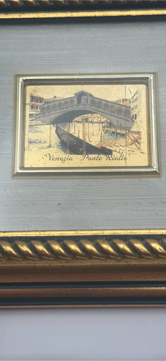 Vtg Miniature “Venezia - Ponte Rialto” 23kt Gold Leaf W/COG - photo 3