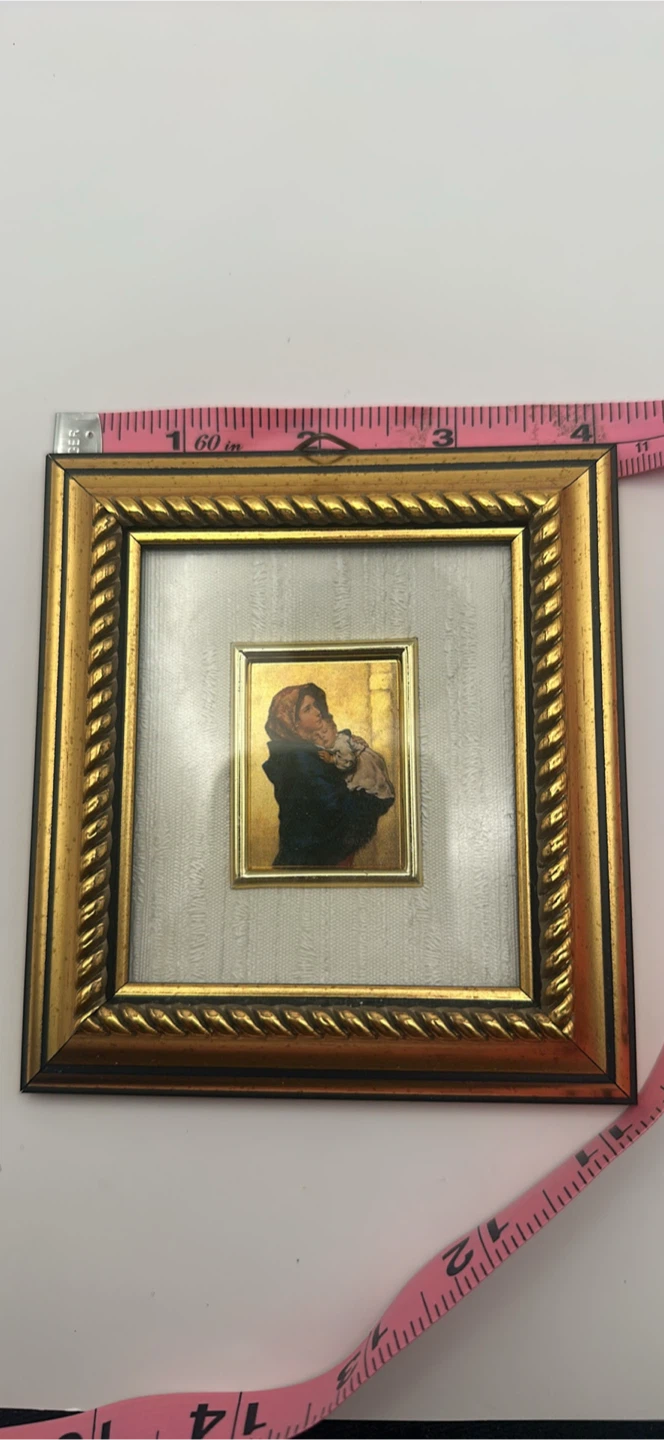 Vtg 23 Kt. Gold Leaf Framed Artwork Madonna and a Child - photo 5