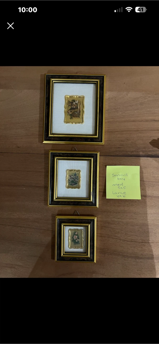 Set of Three Vintage Mini Picture Frames