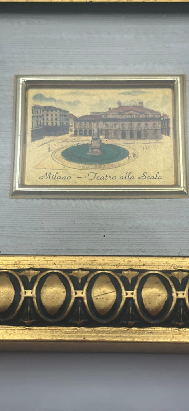 Vtg Framed Art Venezia Piazza San Marco 23kt Gold Leaf W/COG - photo 3