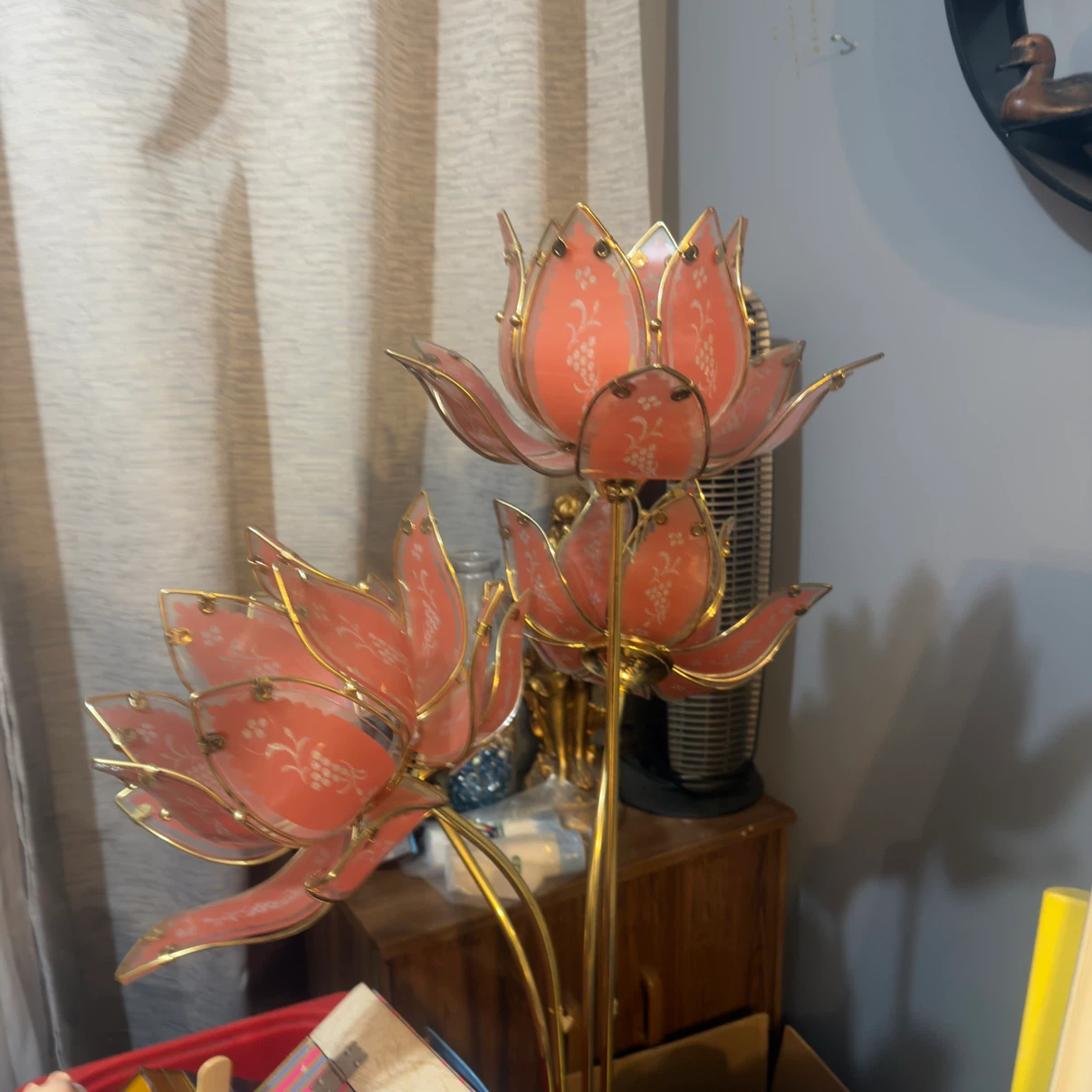 Vintage Lotus Flower Table Lamp x2