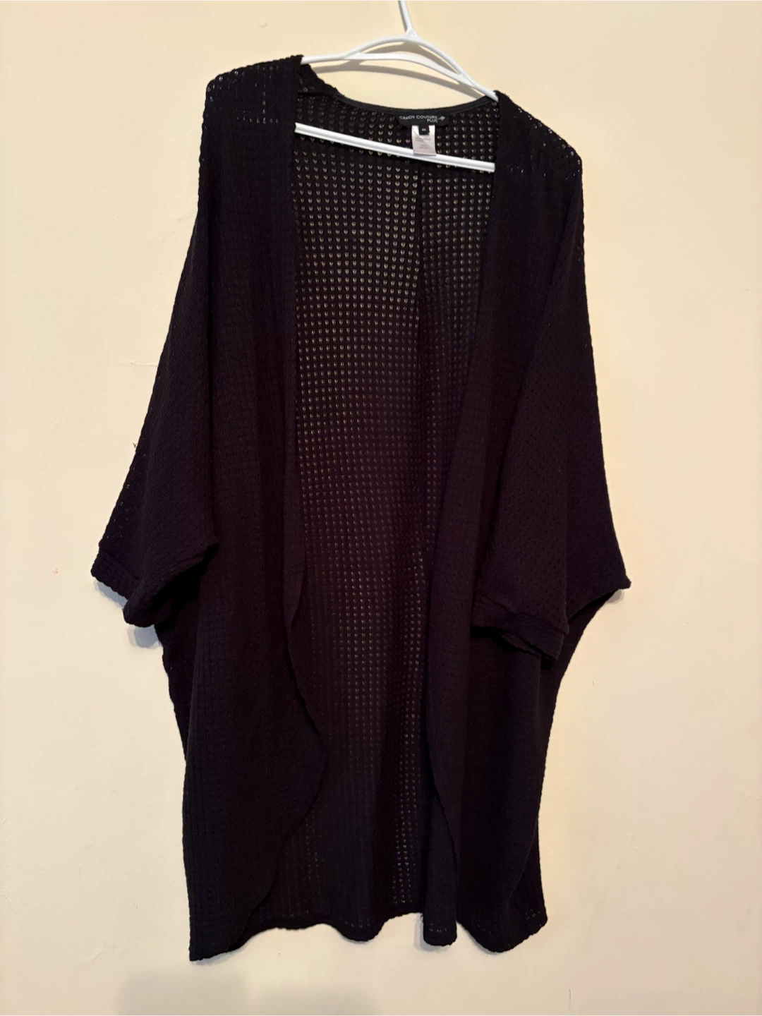 🏈 Candy Couture Plus Black Open-Front Cardigan