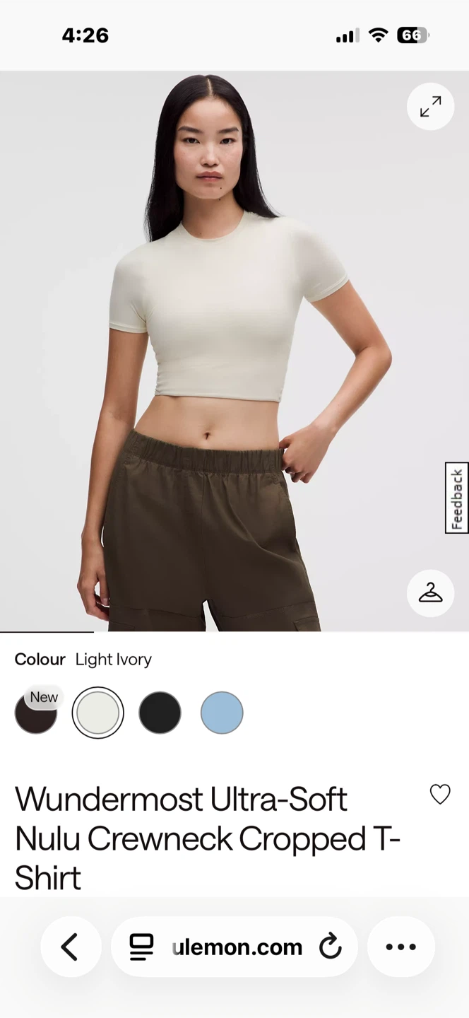 Lululemon Wundermost Ultra-Soft Nulu Cropped T-Shirt