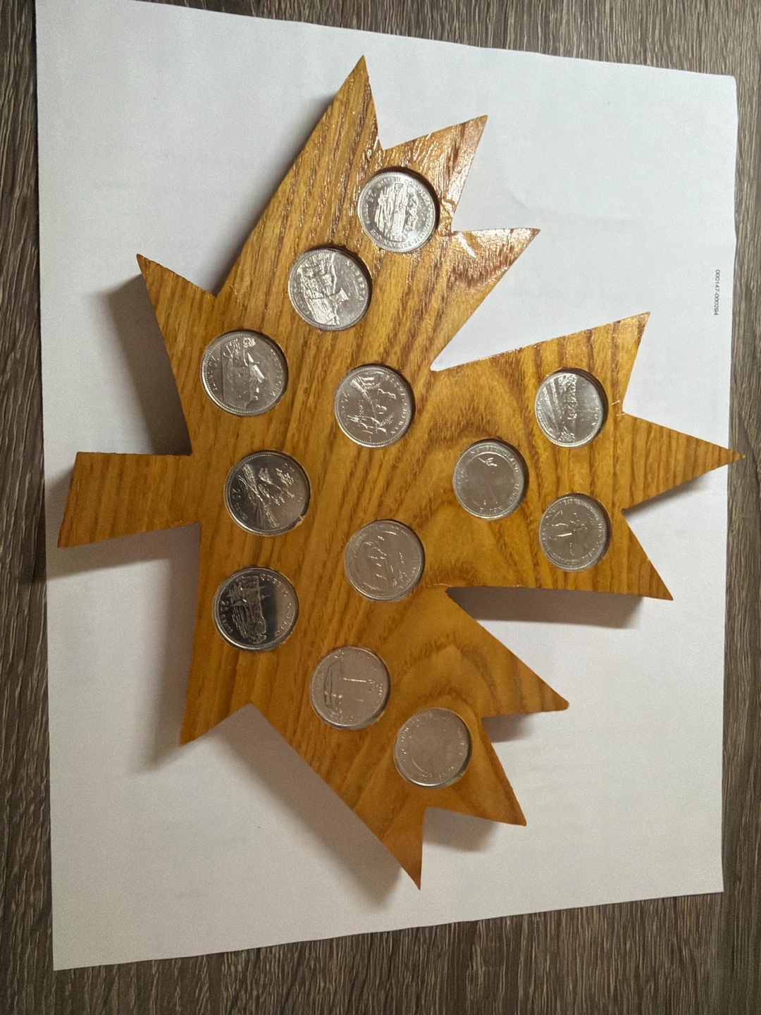 Wooden Maple Leaf Coin Display