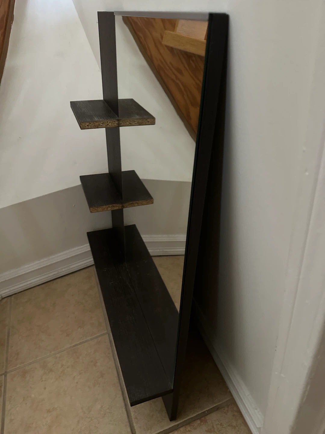Dark Brown Mirror with Side Shelving - photo 2