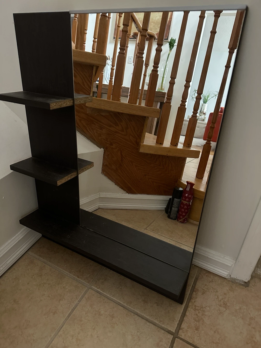 Dark Brown Mirror with Side Shelving - photo 3