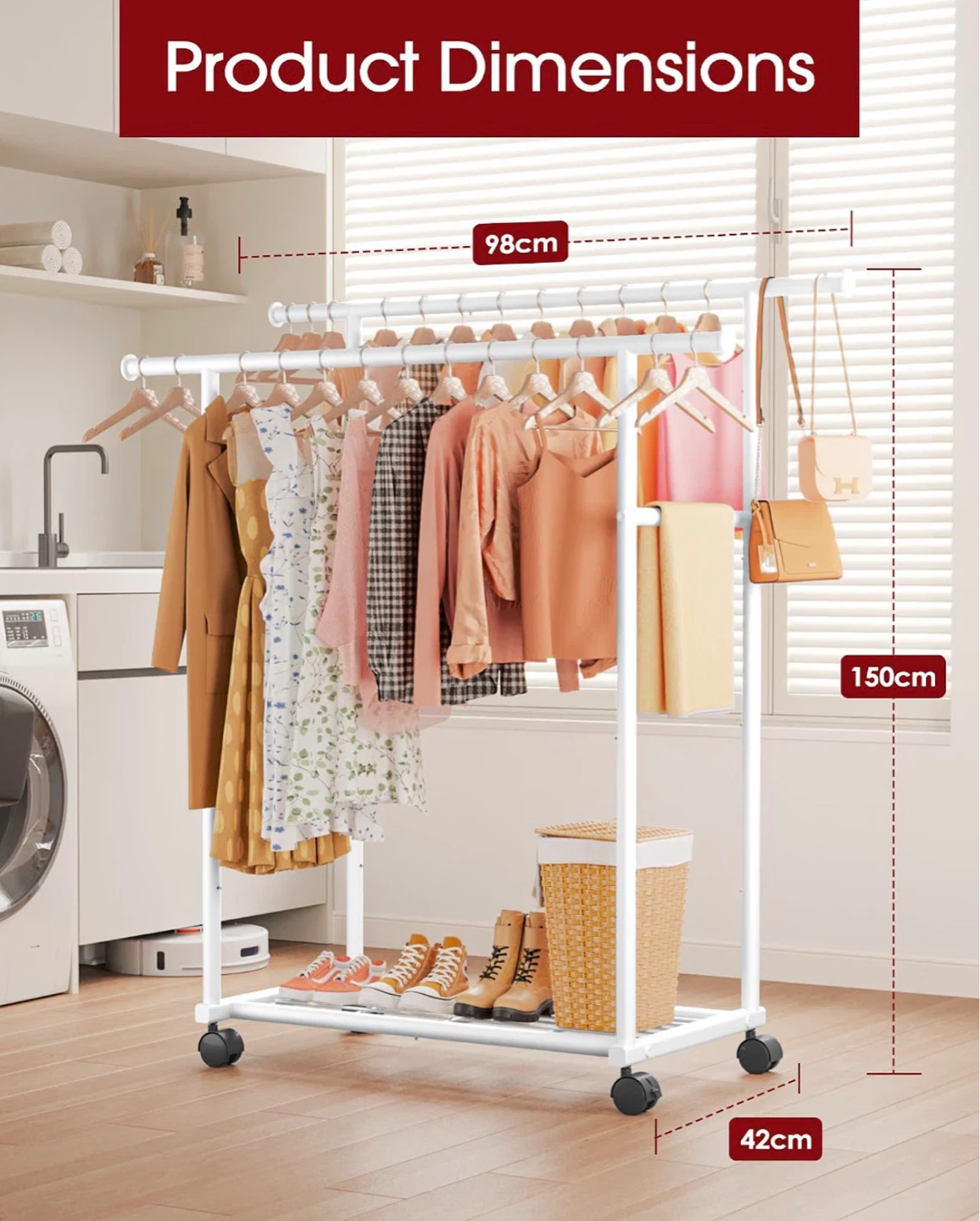 Sakugi Clothing Rack - Double Rod Coat Rack - photo 2