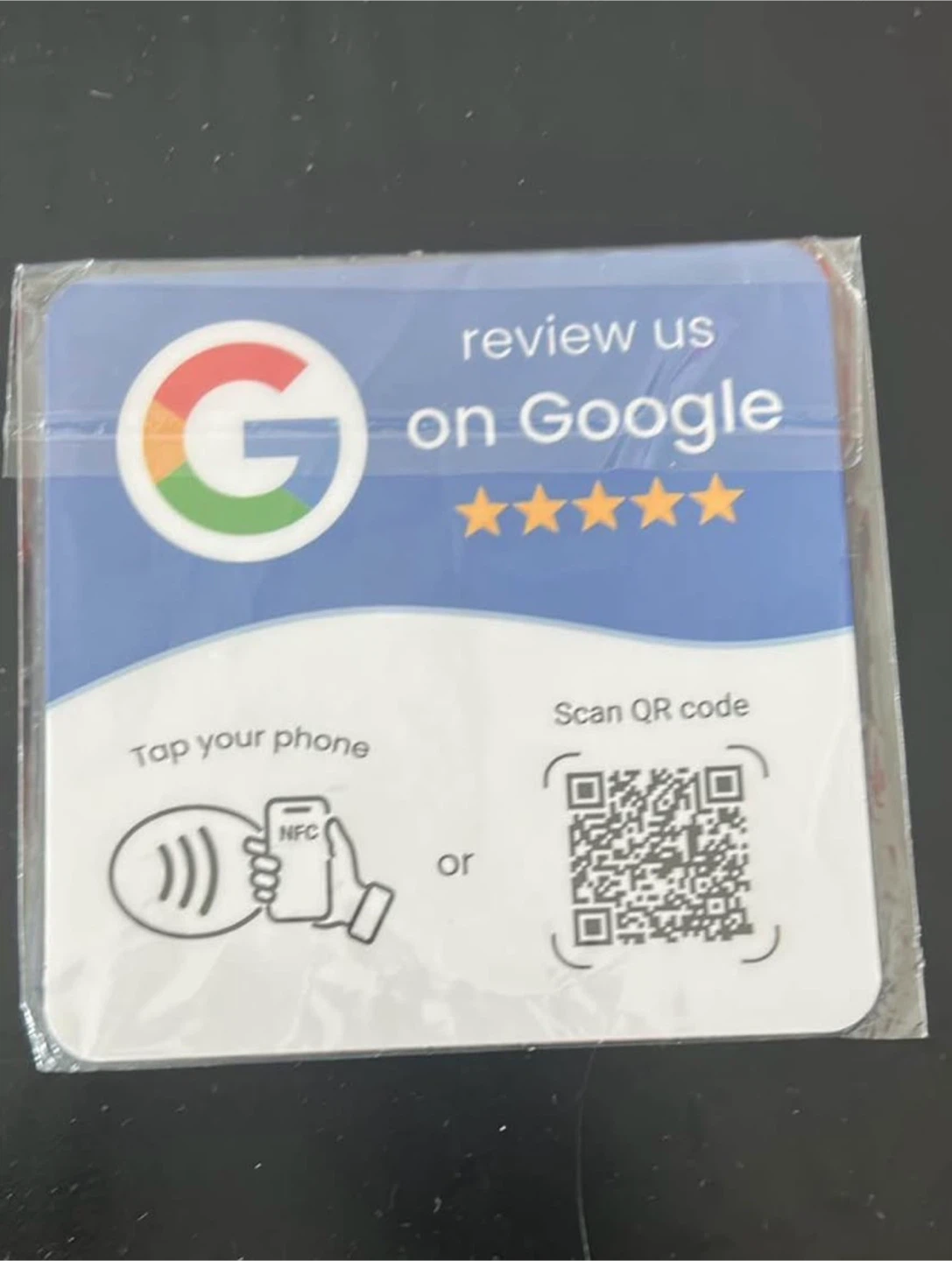 Google Review NFC and QR Code card