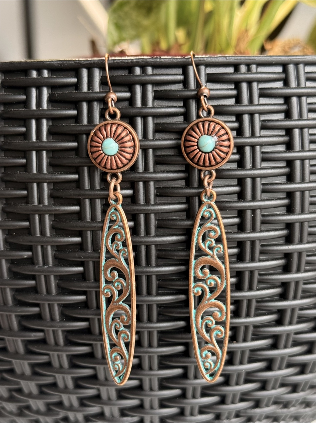 Turquoise Accent Scroll Drop Earrings 💫 | NEW
