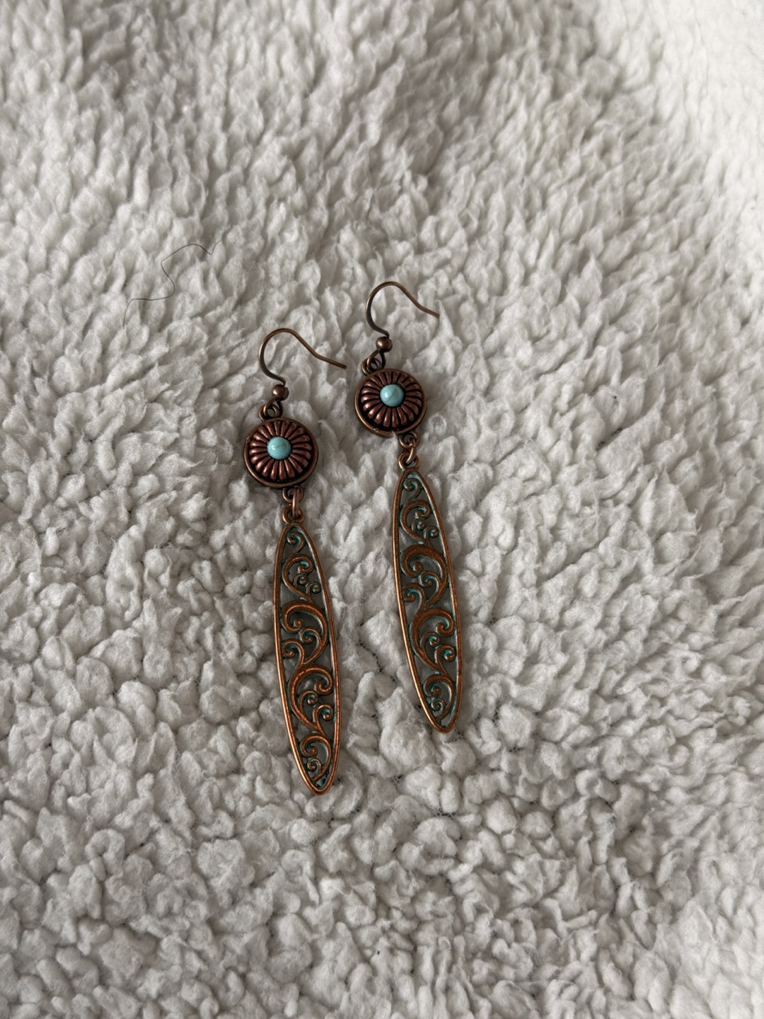 Turquoise Accent Scroll Drop Earrings 💫 | NEW - photo 2