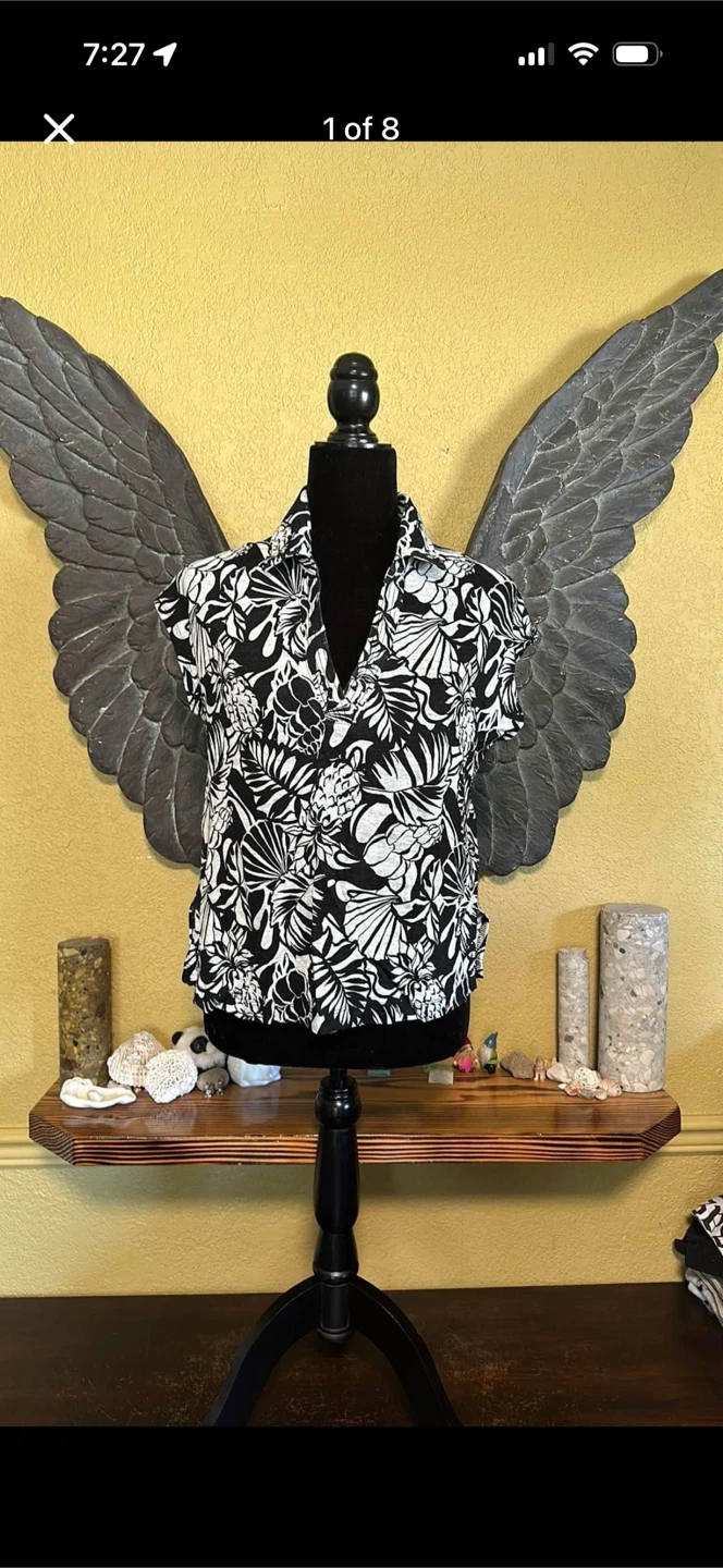 Nicole Miller Linen Floral Tank Top Shirt