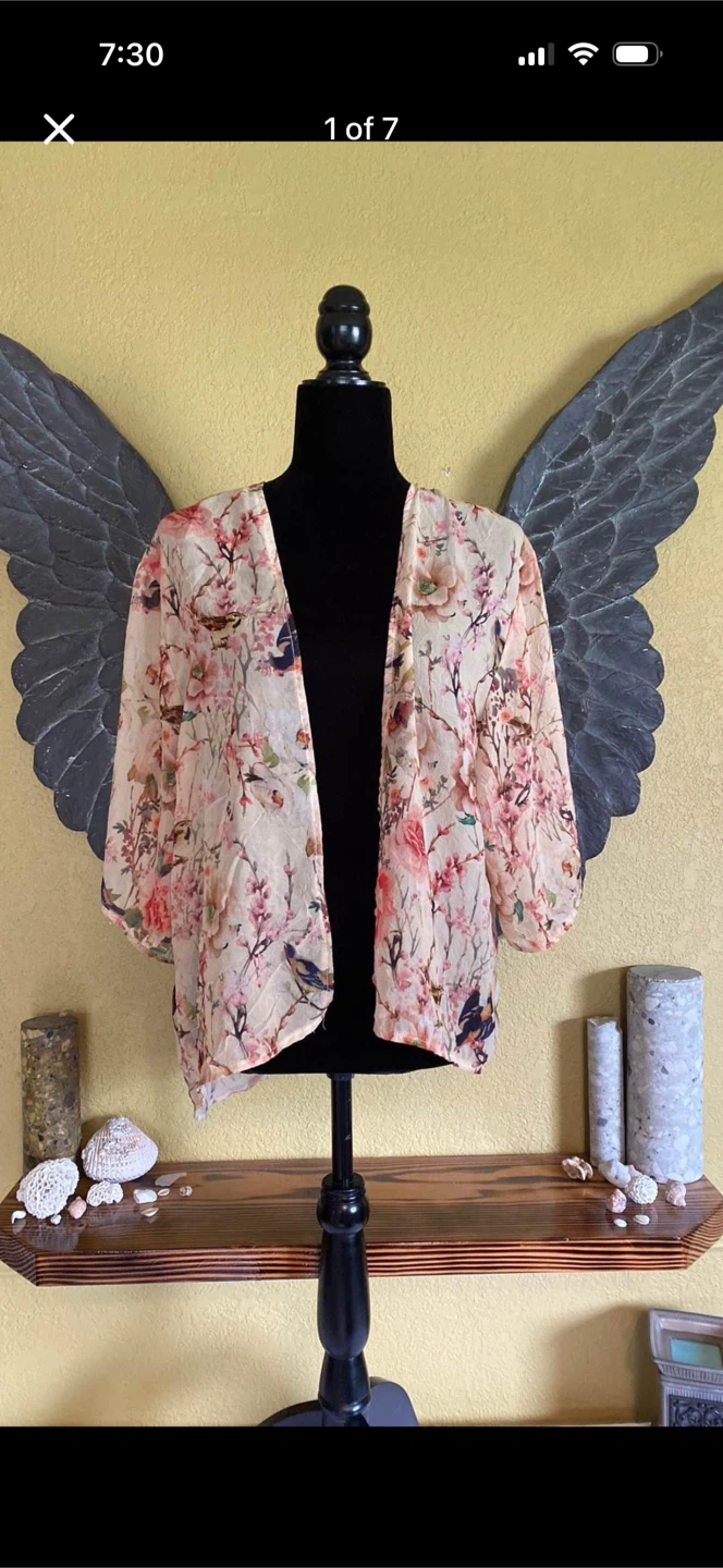 Sans Souci Floral Kimono Cardigan Style Shirt Top