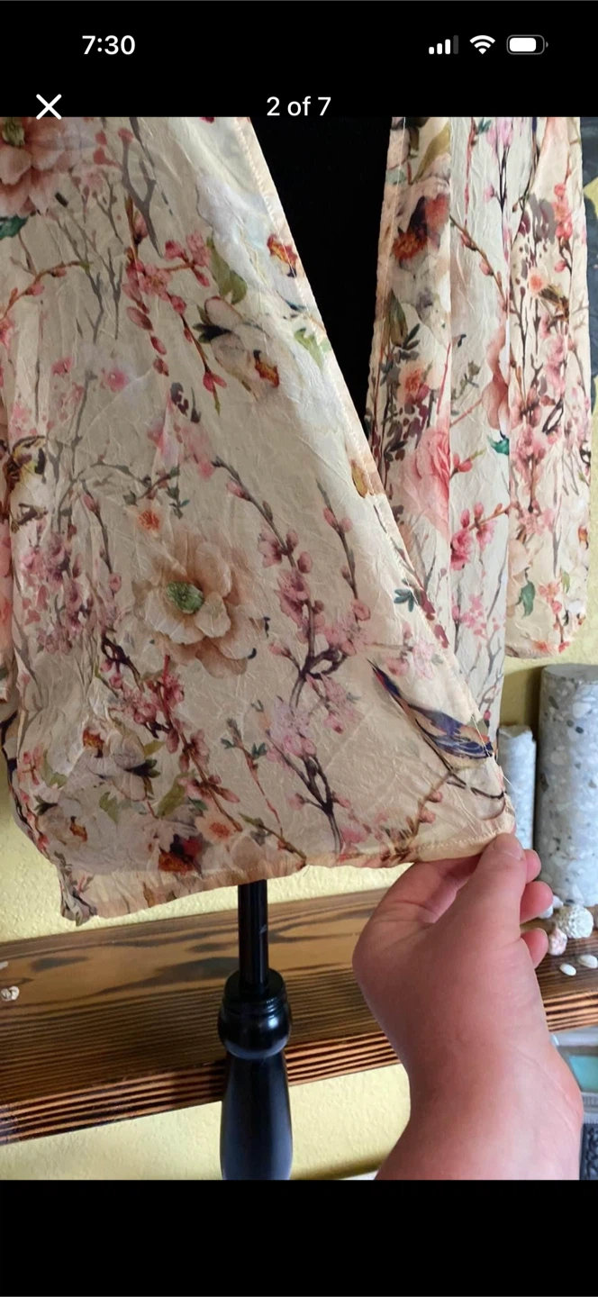 Sans Souci Floral Kimono Cardigan Style Shirt Top - photo 2