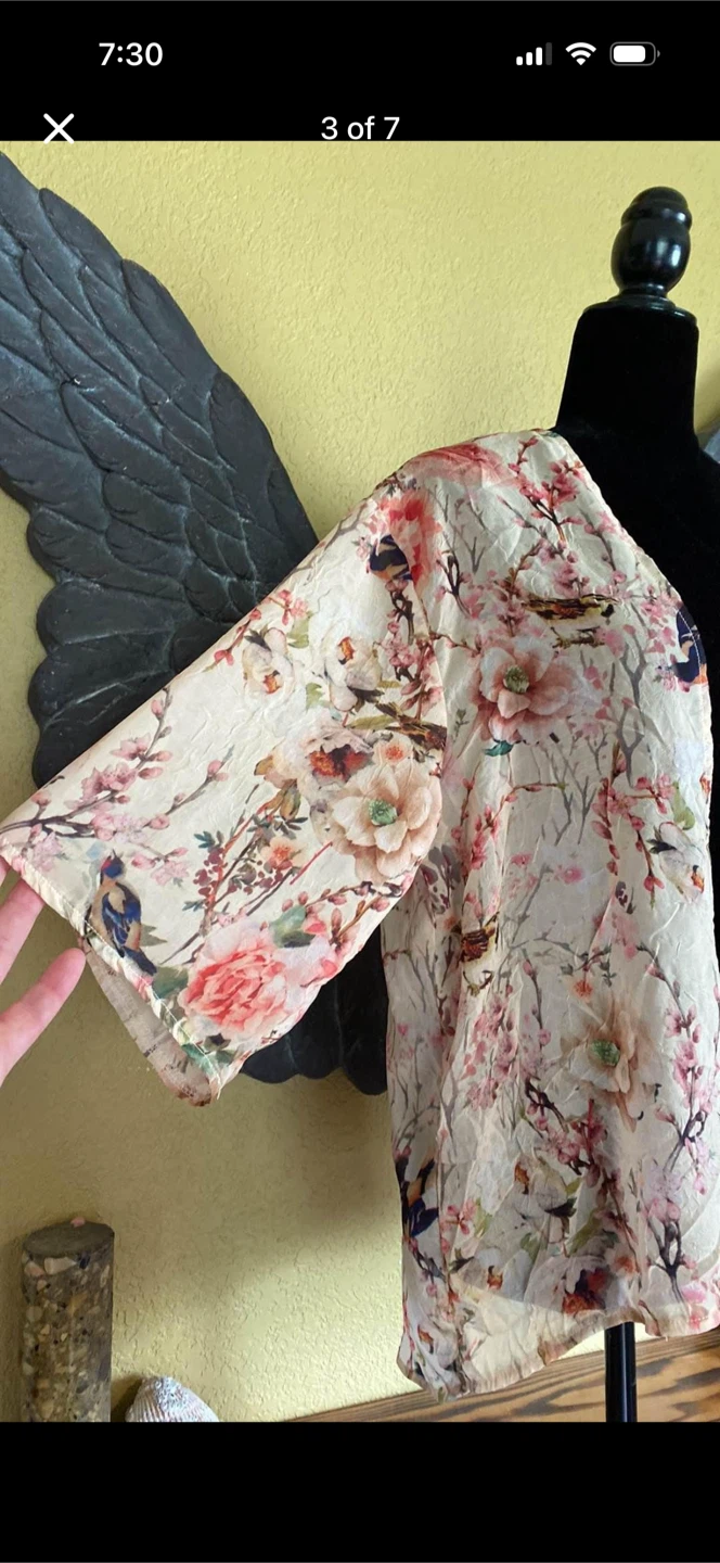 Sans Souci Floral Kimono Cardigan Style Shirt Top - photo 3