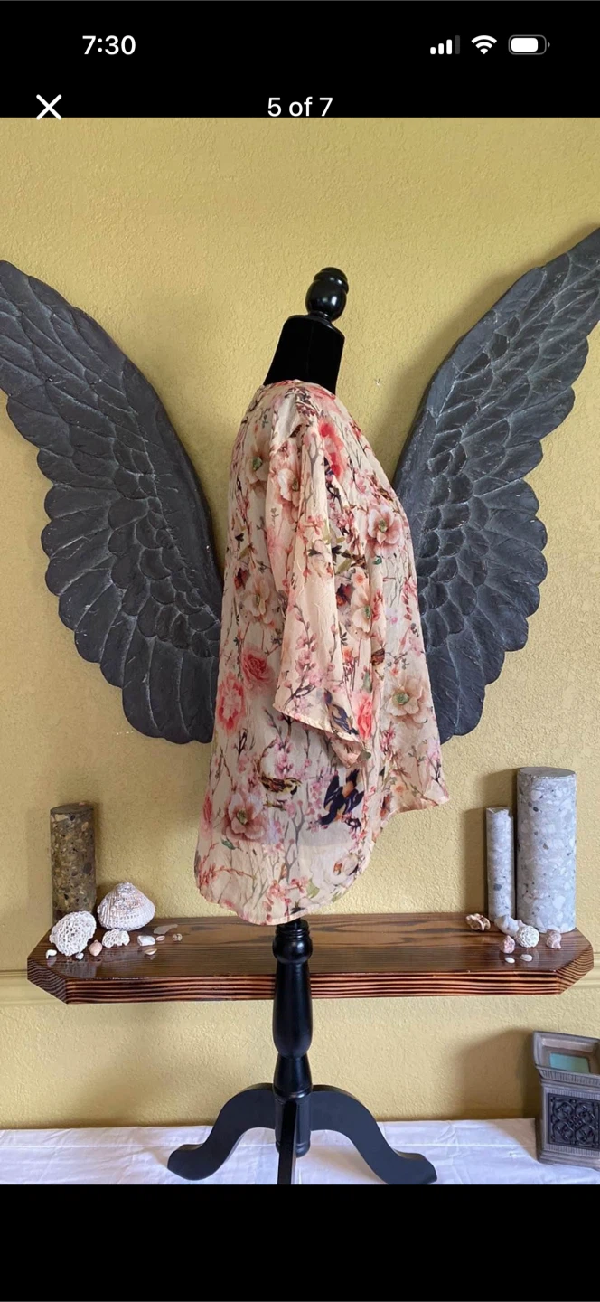 Sans Souci Floral Kimono Cardigan Style Shirt Top - photo 5