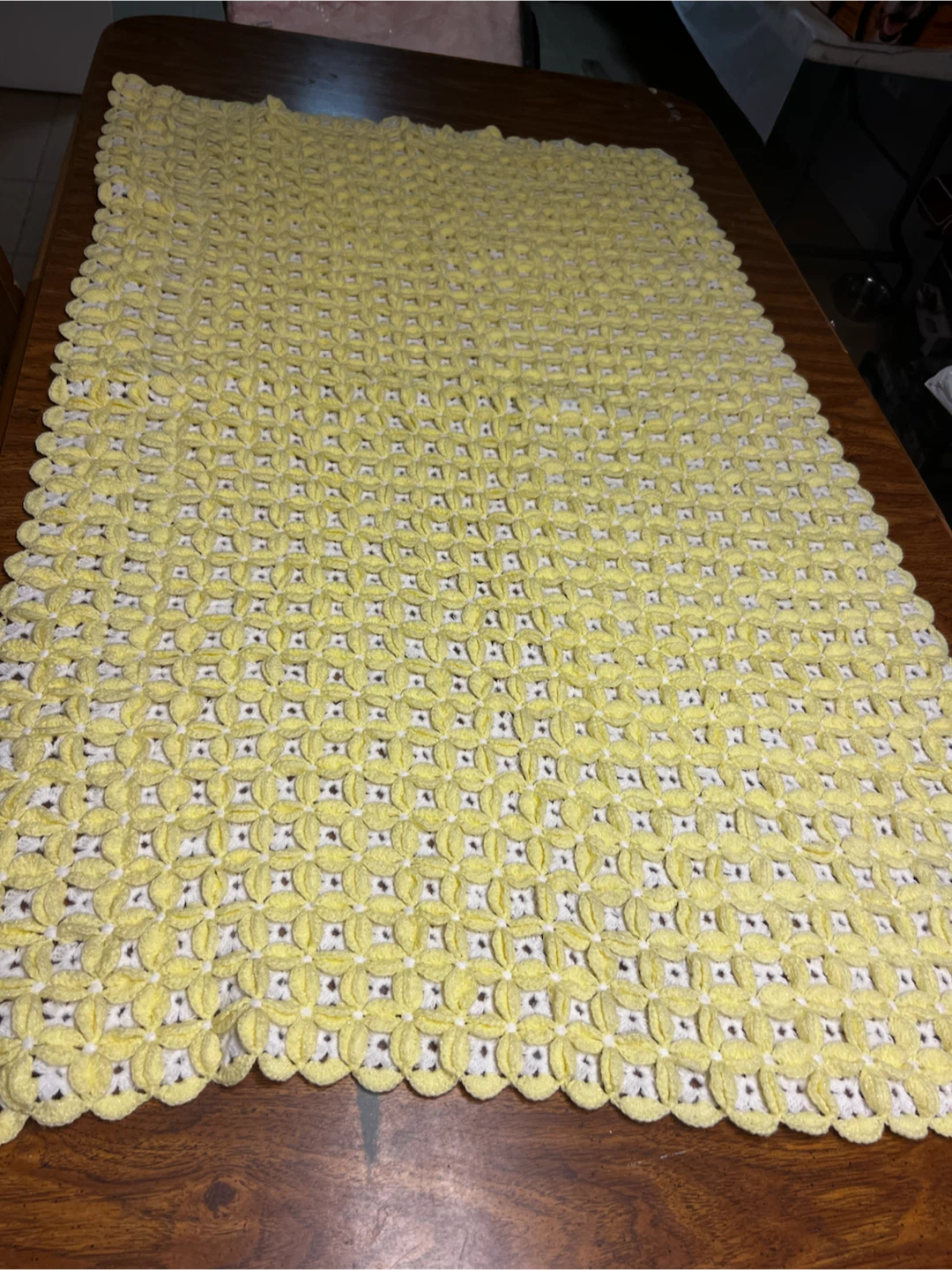Handmade Yellow and White Crochet Doily