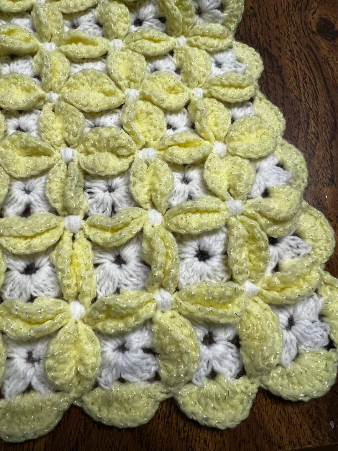 Handmade Yellow and White Crochet Doily - photo 2