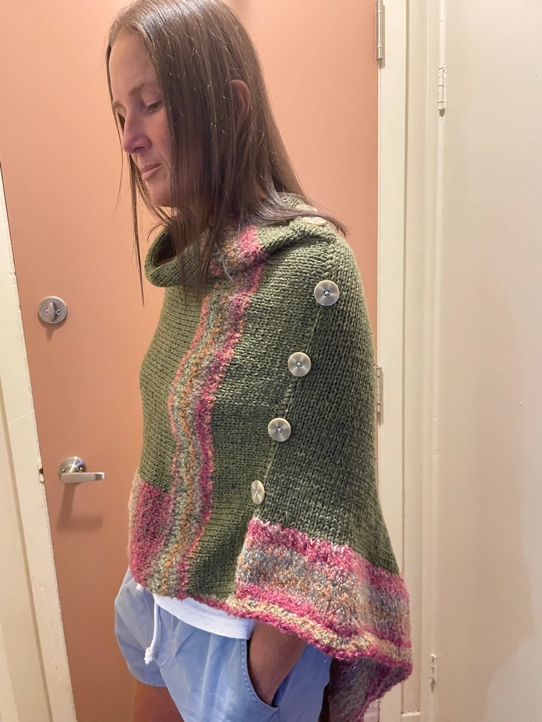 Knitted Button-Up Poncho