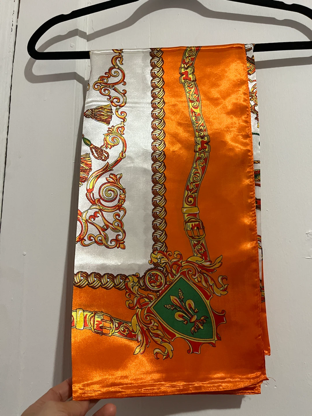 NEW !Orange and White Patterned Silk Scarf🏈