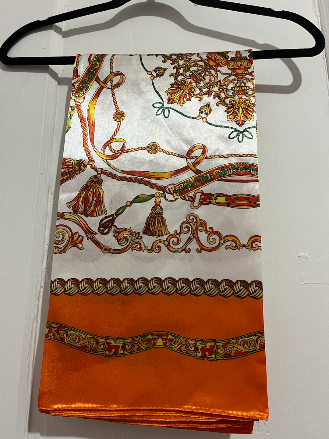 NEW !Orange and White Patterned Silk Scarf🏈 - photo 4