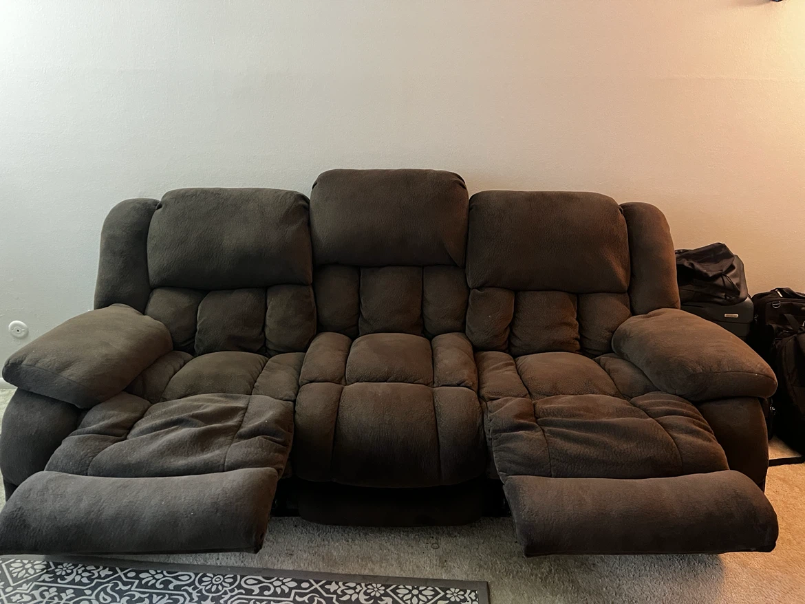 Three-Seater Reclining Sofa, Brown - photo 2
