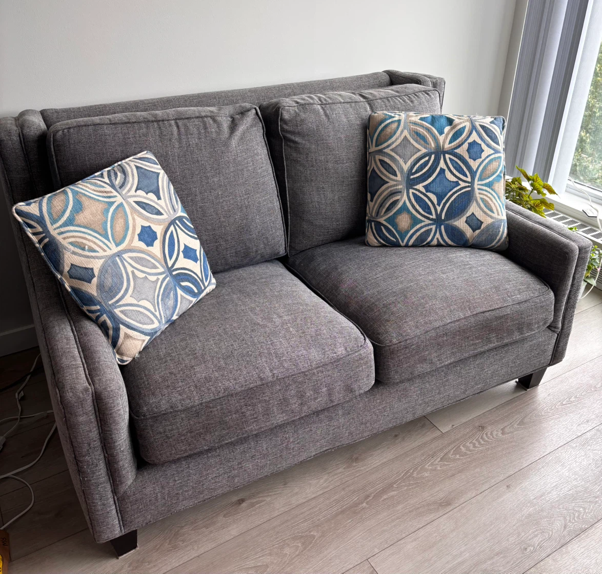 Grey/Blue Two-Seater Sofa