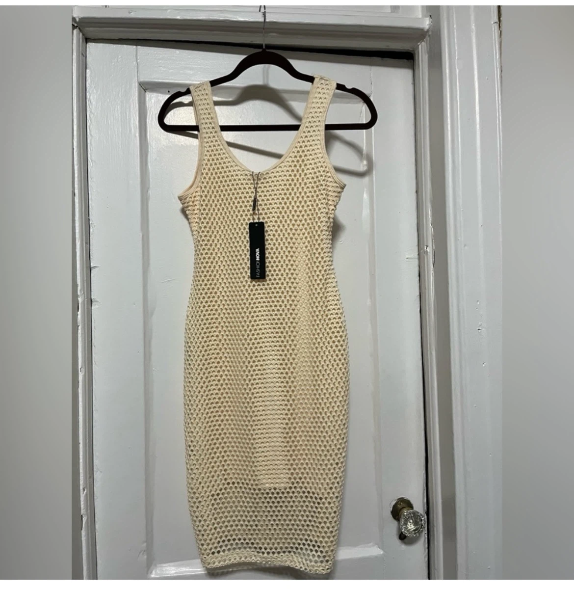 Fashion Nova Cream Mesh Dress🏈