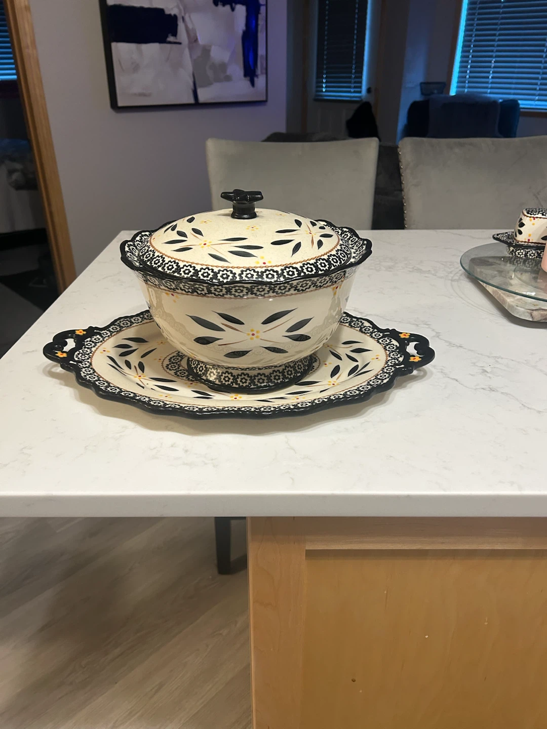 Ceramic Serving Set with Tray and Bowls