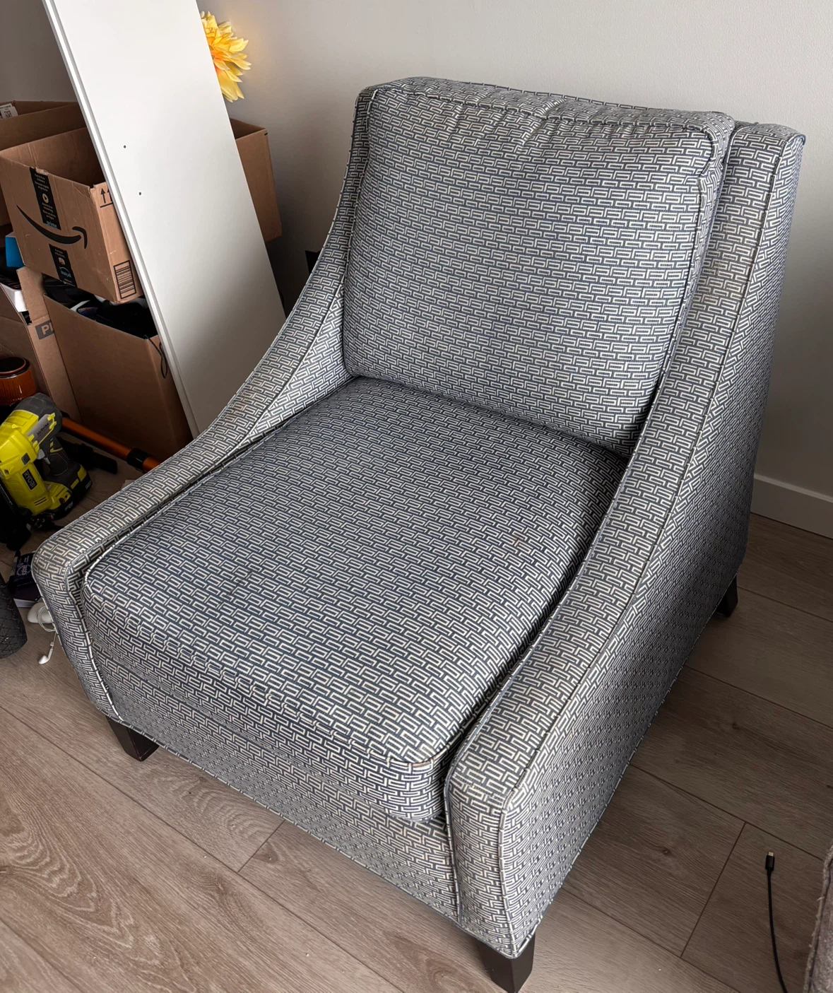Patterned Fabric Accent Chair