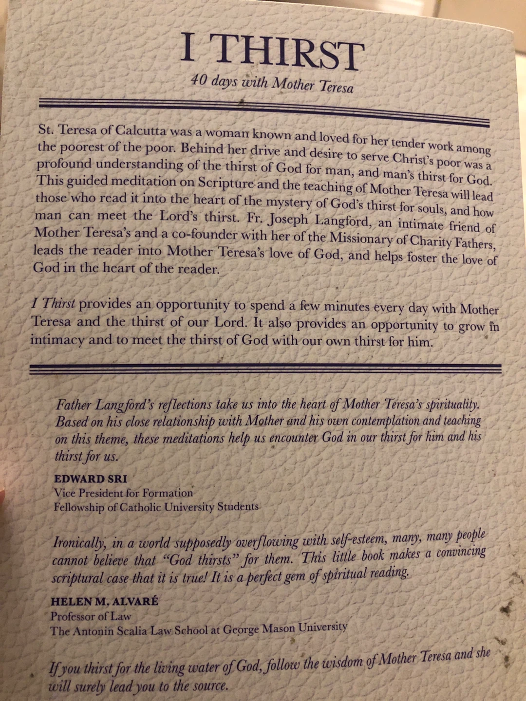 I Thirst: 40 Days with Mother Teresa by Joseph Langford 🏈 - photo 2