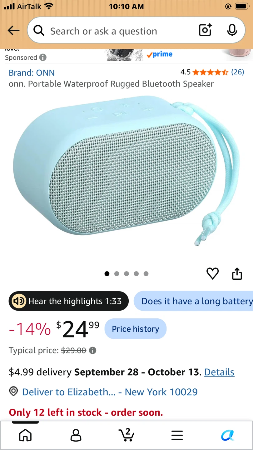 🏈 ONN, Sm.Rugged Bluetooth Spker 🏈 - photo 2