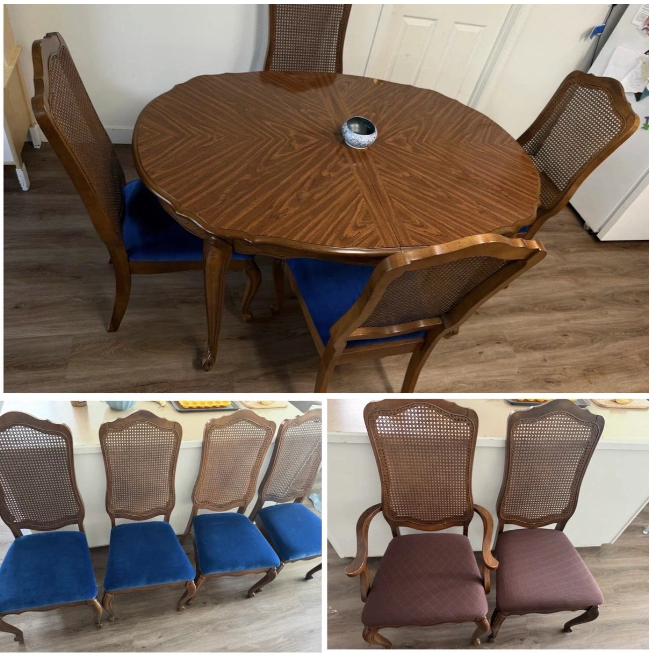 6 Vintage Cane Back Dining Chairs