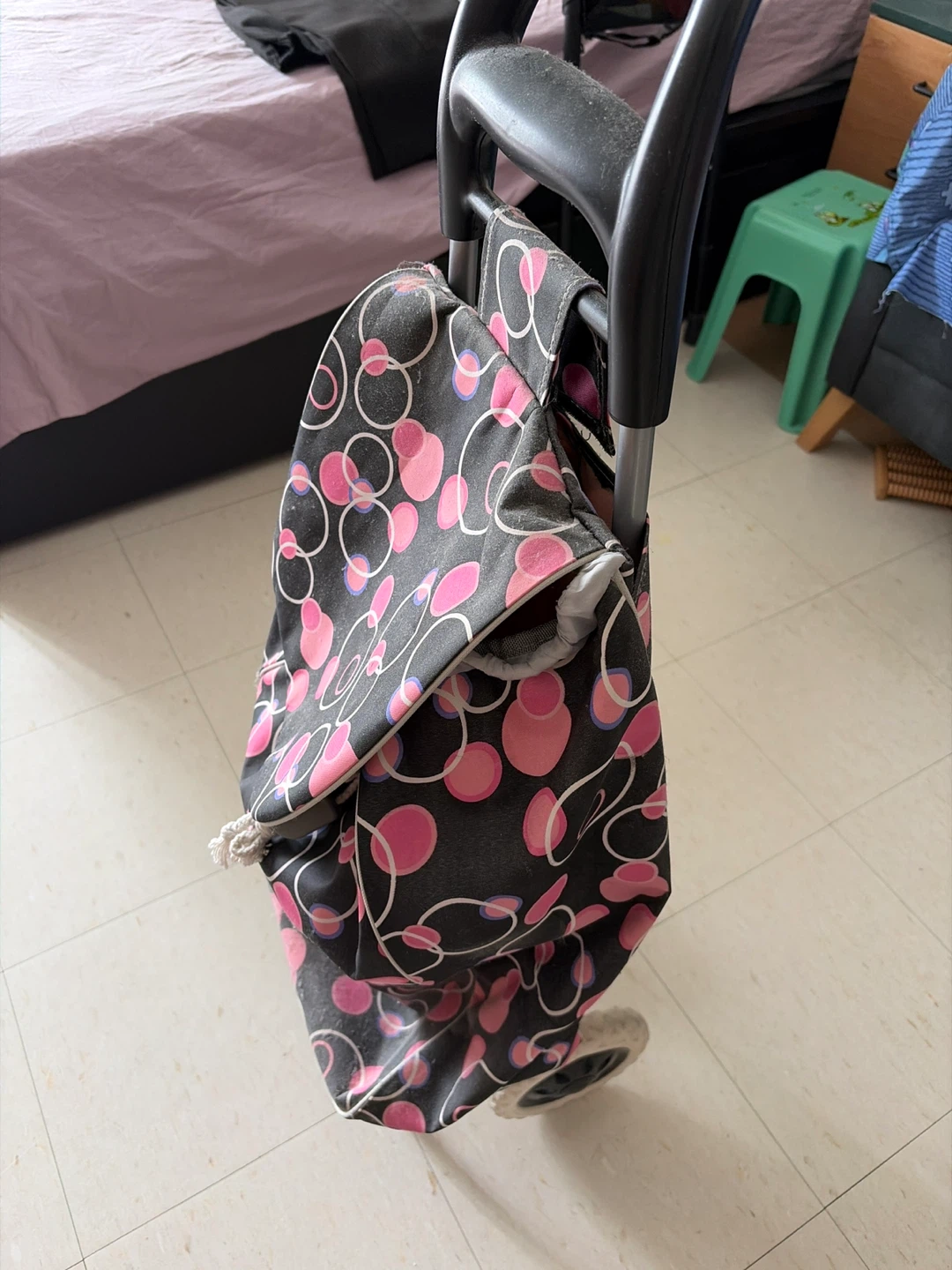 Rolling Shopping Cart with Patterned Bag - photo 2