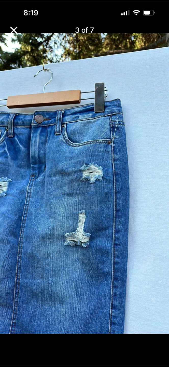 Seductions Sirens Distressed Jean Denim Skirt - photo 3
