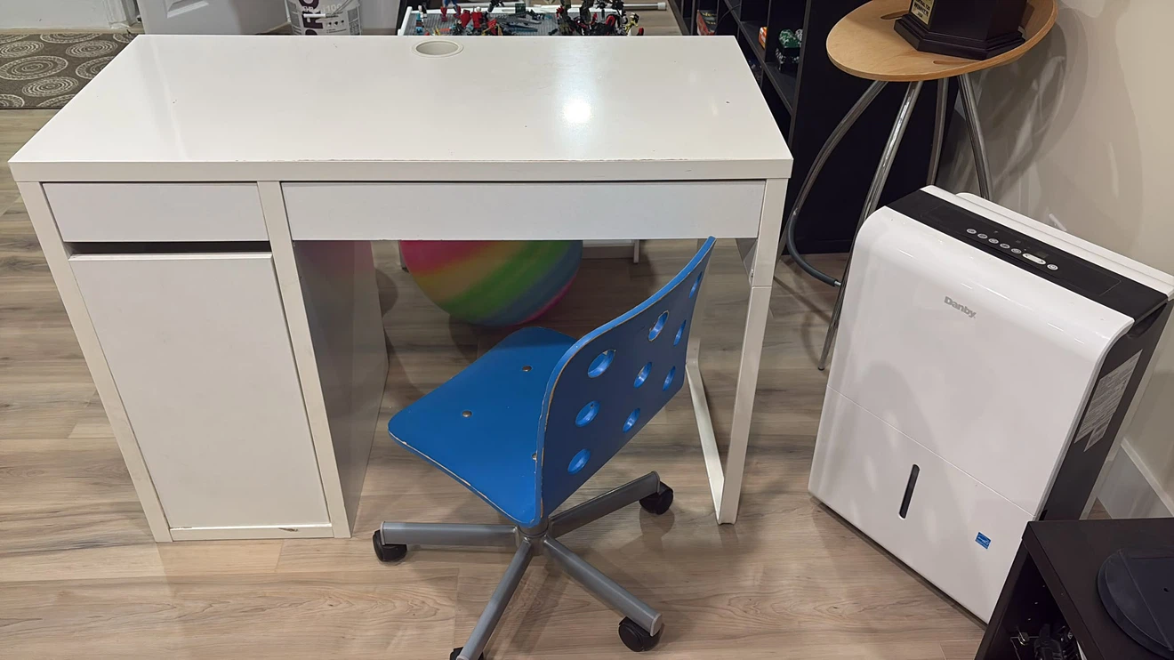 IKEA MICKE Desk and Matching Blue Chair