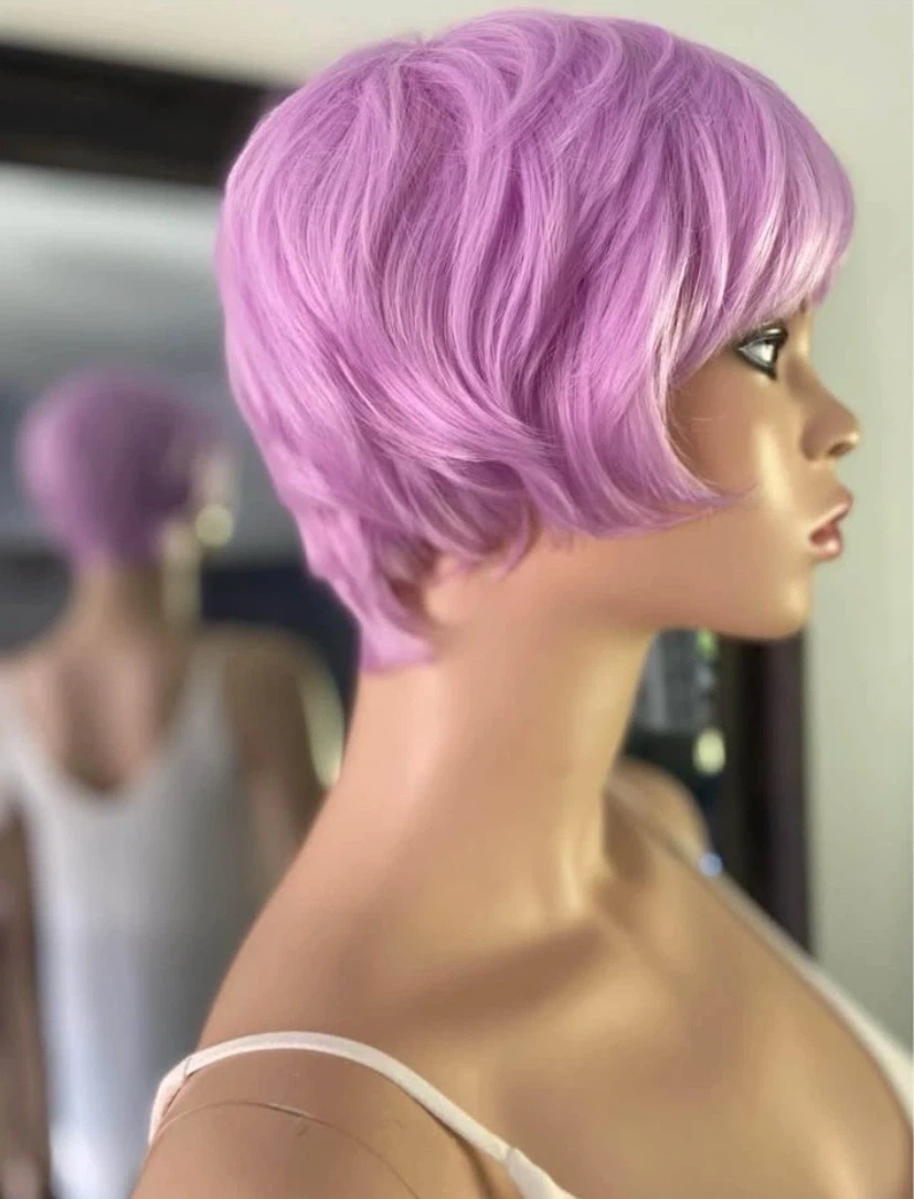 🏈 NEW Short Purple Pink Pixie-Cut Synthetic Wig 2155 🏈 - photo 5