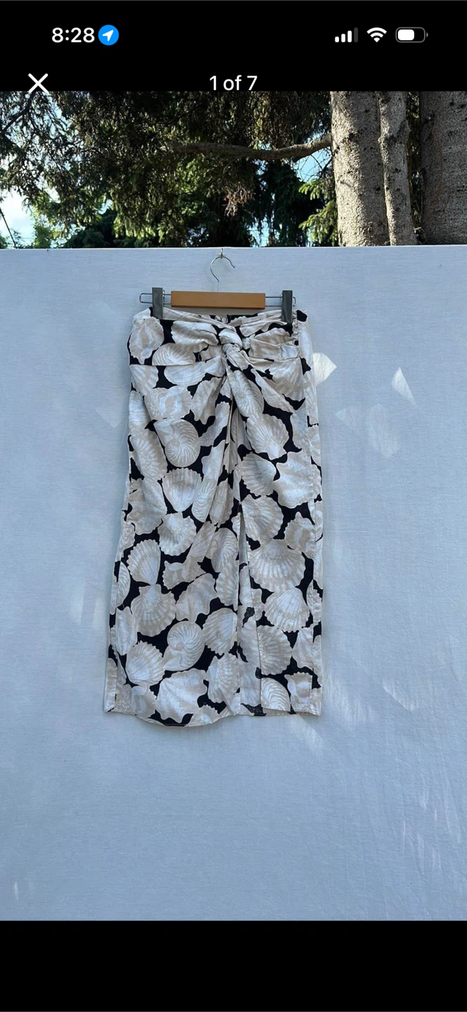 H&M Linen Blend Seashell Print Skirt