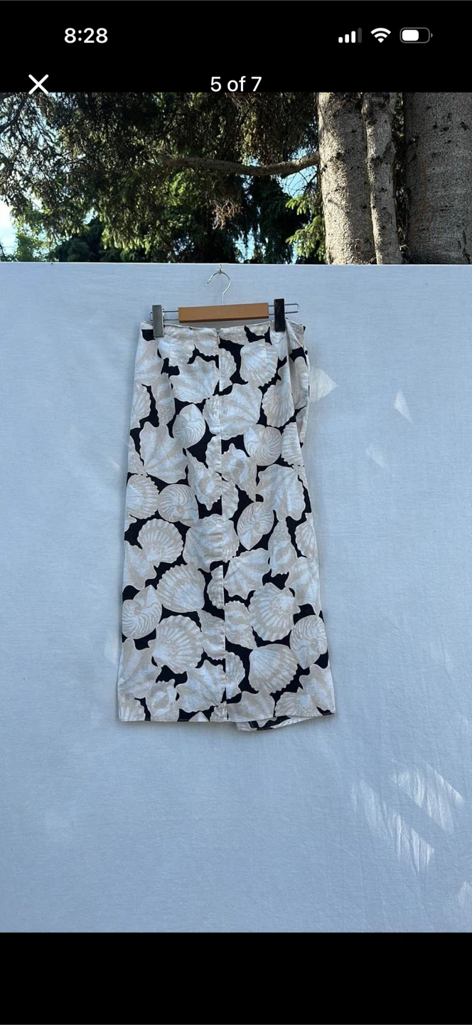 H&M Linen Blend Seashell Print Skirt - photo 5