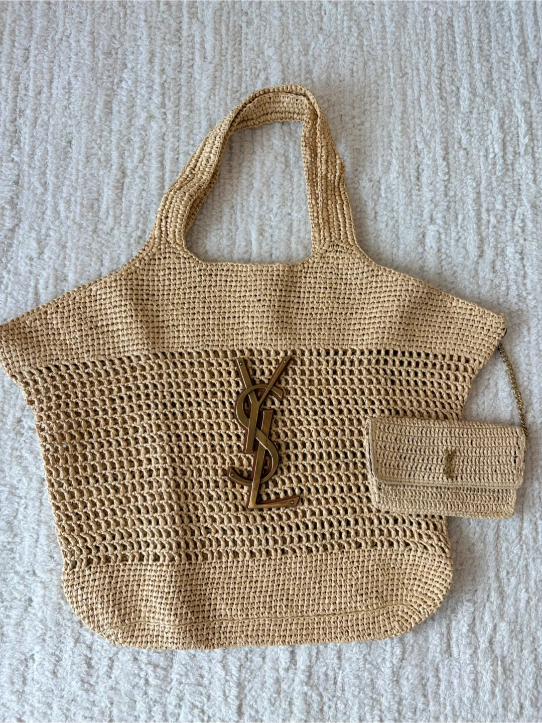 NEW Saint Laurent Icare Raffia Tote Bag