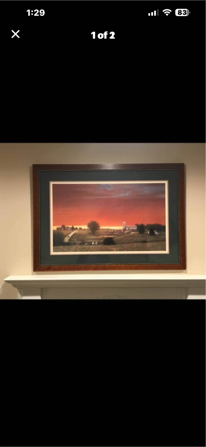 Framed Farmhouse Sunset Landscape Print