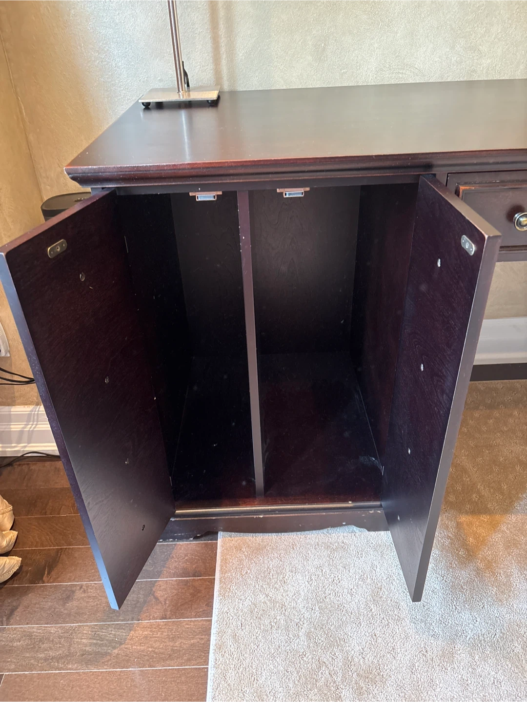 Dark Wood Writing Desk with Pull-Out Keyboard and Storage - photo 4